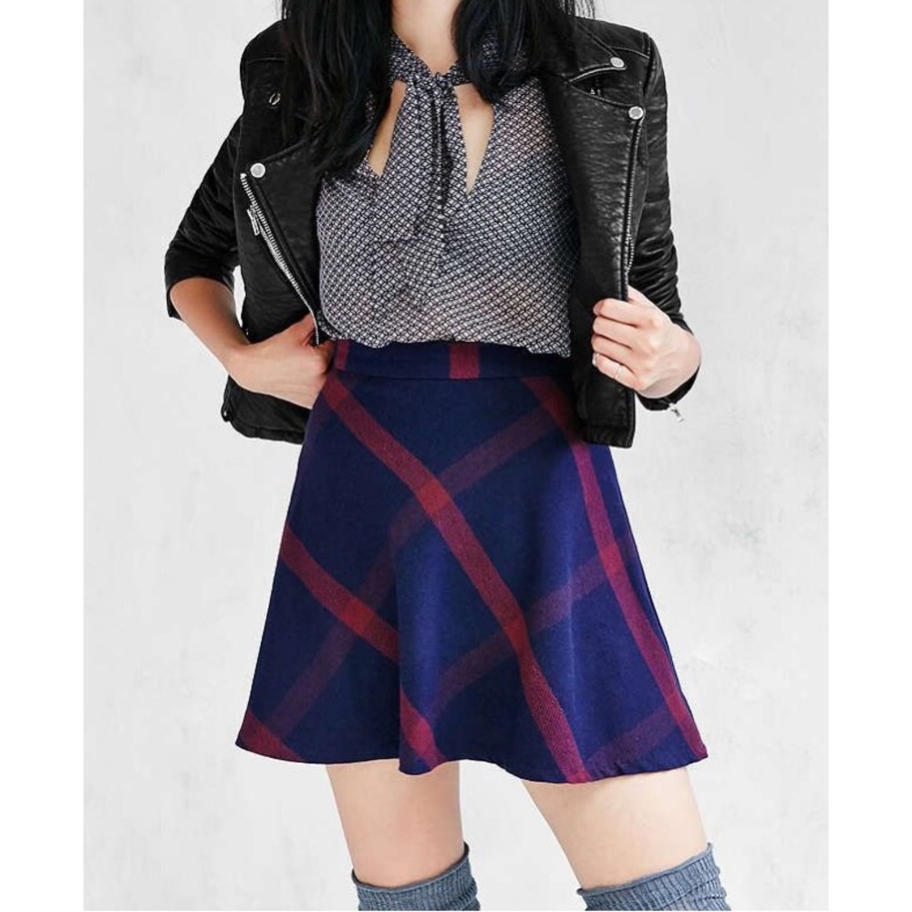 Urban Outfitters Plaid Bias Skater Mini Skirt
